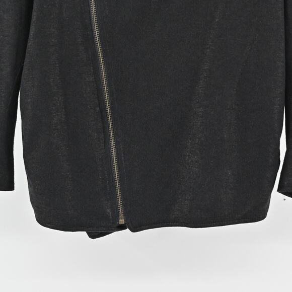 MONROW Jacket Womens Size M Black Linen‎ Moto Asymmetrical Zip Front Rocker Chic - Picture 3 of 12